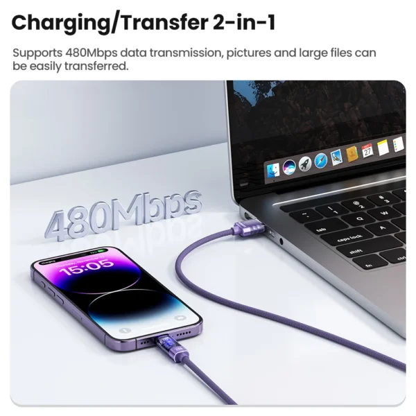 Toocki USB Cable For iPhone 14 13 12 11 Pro Max Xs 8 Automatic Power Off ED Indicator 2.4A Fast Charging Lighting Cable For IOS