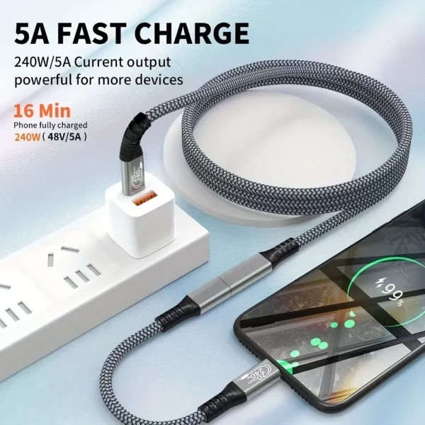 USB C extension cable 10ft 240W charging 20Gbps data transmission 4K Video USBC 3.2 Type C extension cable mobile phone etc
