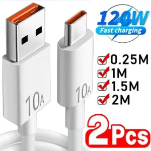 10A Type C Fast Charging Cable USB Type C Quick Charging Cable 120W for Samsung Xiaomi Huawei USB C Cellphone Charging Data Cord