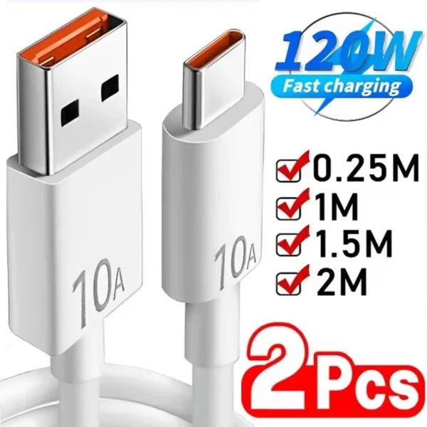 10A Type C Fast Charging Cable USB Type C Quick Charging Cable 120W for Samsung Xiaomi Huawei USB C Cellphone Charging Data Cord