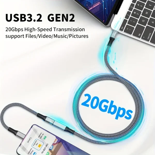 USB C extension cable 10ft 240W charging 20Gbps data transmission 4K Video USBC 3.2 Type C extension cable mobile phone etc