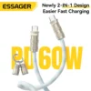 Essager 2 in 1 Type-C C To Type-C Fast Charging Cable Data Cord with Neck Straps Lanyard 60W PD Cable For iPhone Samsung Huawei