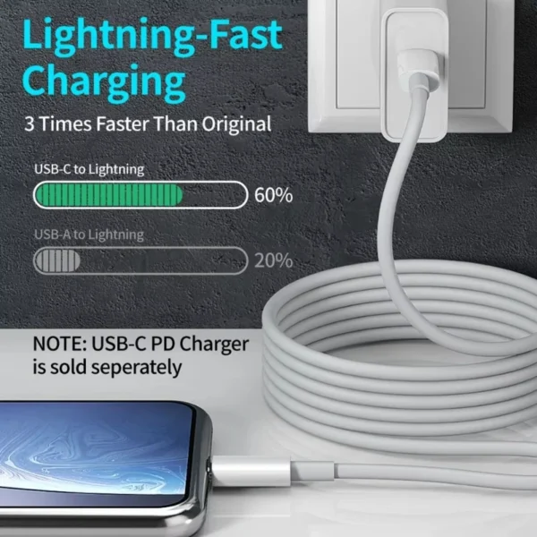 4PCS 1PC 10FT 6FT 3FT MFI Certified USB C to Lightning Cable Fast Charging Data Wire Charger Cord for iPhone 14 13 12 X XR
