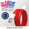 Original 100W SuperVOOC Fast Charging Cable For Oneplus 12 11 10 13 Pro 13r 12r Nord CE 3 4 Lite Ace 5 Pro USB Type C Date Cable