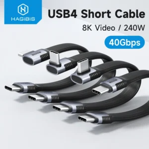 Hagibis USB4 Data Cable 40Gbps USB C to Type C Short Cable PD 240W 8K 60Hz for Thunderbolt 3/4 iPhone 17 Pro Max SSD Power Bank
