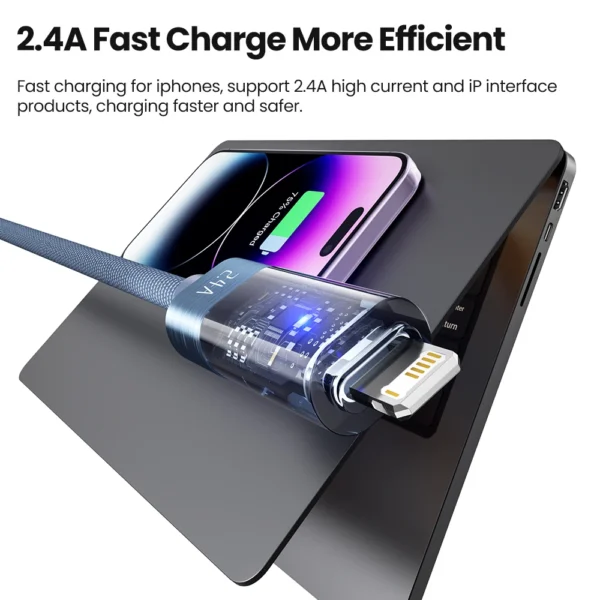 Toocki USB Cable For iPhone 14 13 12 11 Pro Max Xs 8 Automatic Power Off ED Indicator 2.4A Fast Charging Lighting Cable For IOS