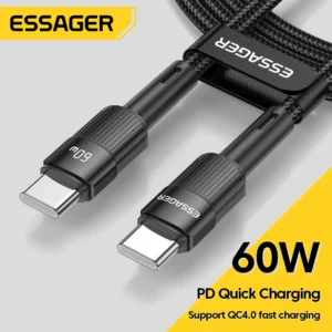 Essager 60W USB Type C To USB C Cable USB-C PD Fast Charging Charger Wire Cord For Macbook Samsung Xiaomi Type-C USBC Cable