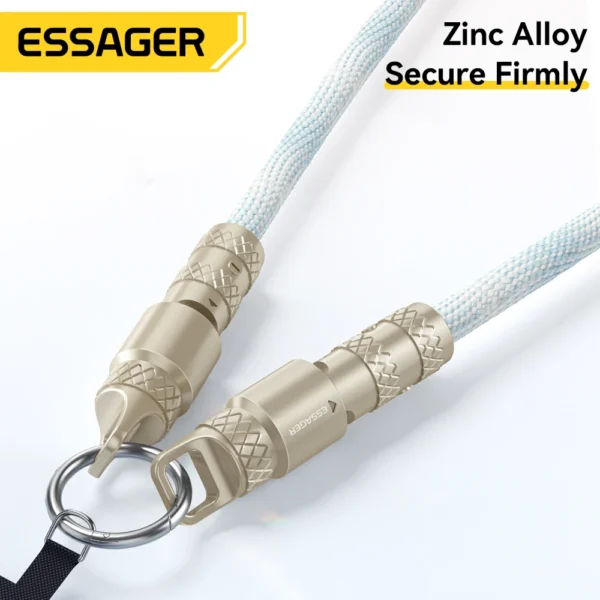 Essager 2 in 1 Type-C C To Type-C Fast Charging Cable Data Cord with Neck Straps Lanyard 60W PD Cable For iPhone Samsung Huawei