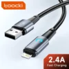 Toocki USB to Lighting or Type C Cable for iPhone 14 13 12 Pro Max 8 7 plus Led Charger USB C Cable Fast Charging Cable 1m 2m