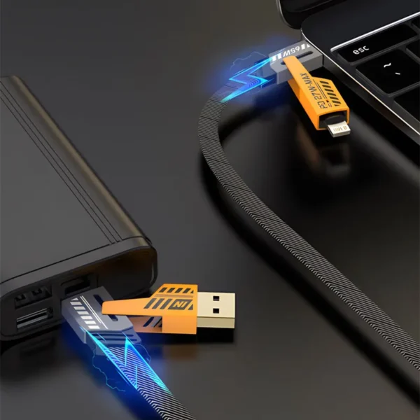 65W Four-in-one Multi-function Fast Data Cable USB Type C PD Super Fast Charging Various Mobile Phone For iPhone Samsung Xiaomi